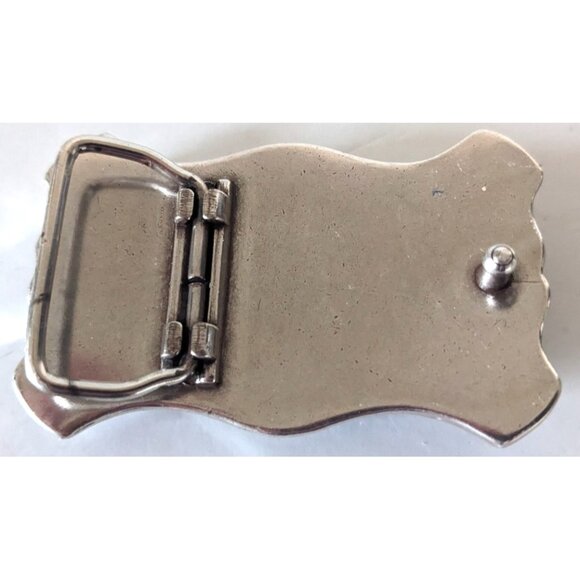 Texas Lornhorn Bull Western Cowboy Belt Buckle Solid Metal Silver Color Pin 3" - Picture 2 of 4